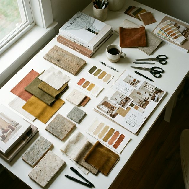 Georgia's design workspace with material samples